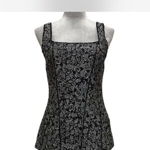 Black and Gray Floral Corset Top